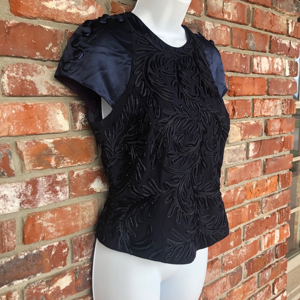 Carmen Marc Valvo navy blue top W 8 - Picture 4 of 13